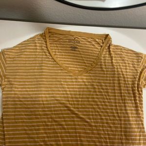Striped Mustard Soft and Sexy American Eagle ¾ Sleeve Shirt